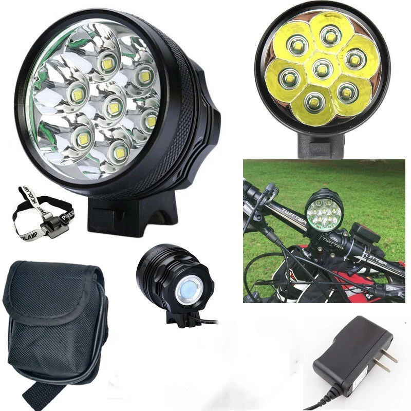 Ns 7 t6 bicycle front light set with battery pack ultra brightness bike handlebar mount thumb200