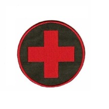 Red on Black MEDIC SYMBOL 3&quot; Round EMT First Aid iron on patch (M7) - £4.55 GBP