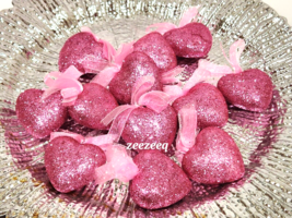 Valentines Day Pink Glitter Hearts 1.75&quot; Tree Ornaments Home Decor 12pc - $313.52 MXN