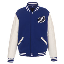 NHL Tampa Bay Lightning Reversible Fleece Jacket PVC Sleeves 2 Front Patch Logos - £94.42 GBP