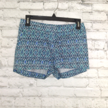 H&amp;M Shorts Womens 2 Blue Geometric Diamond Flat Front Stretch Low Rise S... - £12.73 GBP