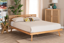 Ruana Modern Japandi Rustic Brown Queen Size Platform Bed - $9,462.05 MXN