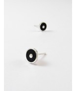 Sterling Silver Ear Studs - Black Disc - $42.53 CAD