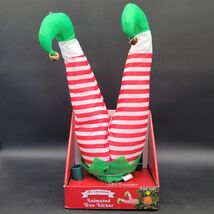 New Mr Christmas Holiday Red White Elf Tree Kicker Motion Activated Kick... - $39.59