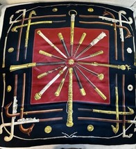 Vintage Hermes Silk Scarf Cannes Et Pommeaux Canes Equestrian - £168.91 GBP