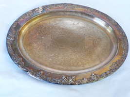VTG Newport Gorham Silver Plated  oval 16&quot;x11.5&quot; Serving grape decor Tray - $59.40