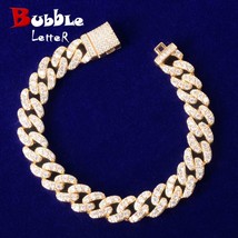 10mm Gold Color Miami Cuban Link Bracelet Bling Women Jewelry AAAA Zircon Charm  - £29.66 GBP