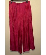 Zara RED Shimmer Metallic Wide Leg High Waist Pant SZ XL NEW - $1,785.89 MXN