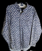 Ralph Lauren Chaps Men&#39;s Shirt Size XL Long Sleeve Button Down Geometric Blue... - £9.34 GBP