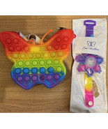 Stress Anxiety Pop Fidget Toy Bundle 1 Butterfly Bag &amp; 1 LED Pop Bubble ... - £17.95 GBP