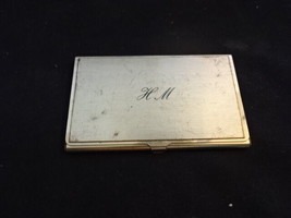 Old Vtg Gold Tone Business Card Holder Case H.M. W/Cards ARA Trailblazer... - £15.92 GBP