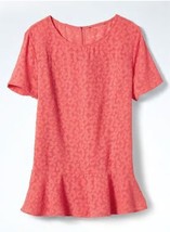 New Banana Republic Peplum Coral Orange Floral Lace Short Sleeves Blouse... - £35.58 GBP