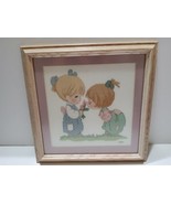 Precious Moments Girls Smelling Flowers Completed Framed Cross Stitch 12... - £21.33 GBP