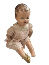Creepy 20&quot; Vintage Doll 1940s Composition Halloween Oddities Funeral Prop Scary - £72.55 GBP