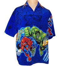 Marvel Comics Avengers 2001 Heroes Y2K Hawaiian Aloha Camp Shirt Spiderman MED - £94.38 GBP