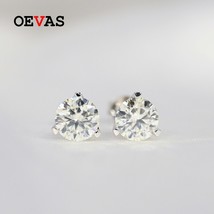 Real 1.5 Carat Round Moissanite Stud Earrings For Women 100% 925 Sterling Silver - £56.22 GBP