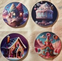 NEW SET ABSORBENT STONE ICE CREAM CAKE LOLLIPOP GINGERBREAD HOUSE COASTERS - $684.13 MXN
