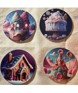 NEW SET ABSORBENT STONE ICE CREAM CAKE LOLLIPOP GINGERBREAD HOUSE COASTERS - $684.13 MXN