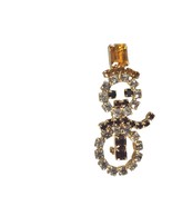 Vintage Gold Tone Rhinestone Christmas Snowman Pin Brooch Costume Jewelry - $14.89