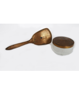 Vintage brass tone vanity set brush &amp; powder jar by Lonny - $19.99