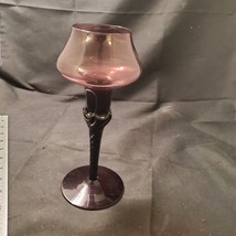 Vintage Amethyst Glass Twisted Stem Art Glass votive Holder or Vase - £8.35 GBP