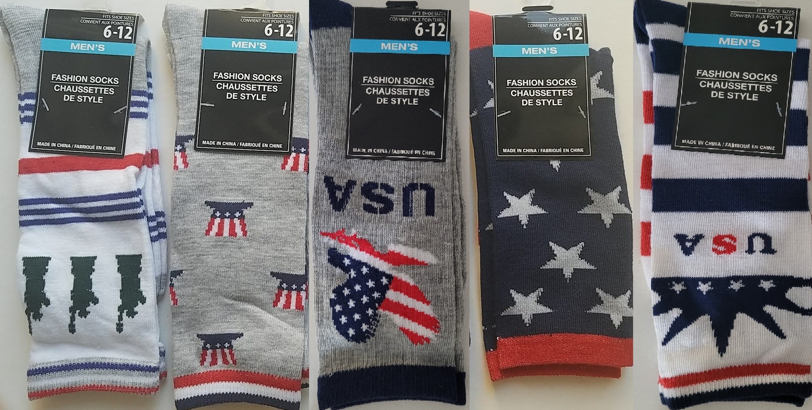 Patriotic Socks Fireworks Flag Lady Liberty Stars  Men’s Size 6 to 12 On... - $2.99