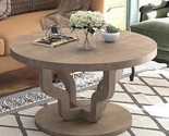 Wood Round Coffee Table, 31.5&quot; Farmhouse Circle Coffee Table With Storag... - $315.99