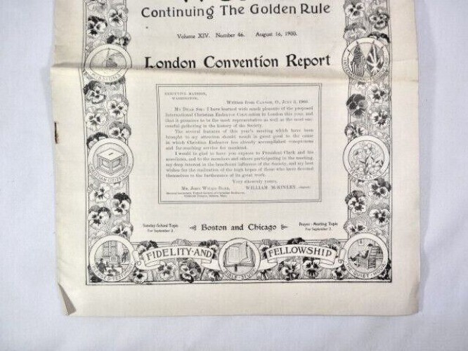 The Christian Endeavor World Newspaper The Golden Rule August 1900 Antique Gift Item image 3