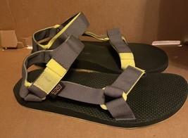 Teva Original Universal Mens Size 9 Gray &amp; Yellow Ankle Strap Sandals SN 1004006 - £23.44 GBP