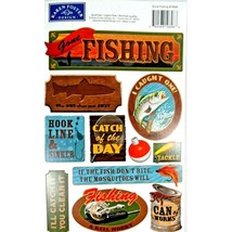 Karen Foster Design Gone Fishing Scrapbooking Stickers Signs Acid Lignin Free - £8.38 GBP