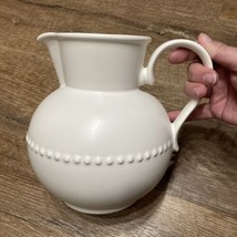 Dansk Round Water Pitcher Rondure Rice White Raised Beaded Line 7.5&quot; Tal... - $49.49
