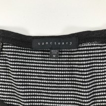 Sanctuary Shirt Womens Medium Black Fuzzy Floral Crew Neck Henley Linen Blend - £18.53 GBP