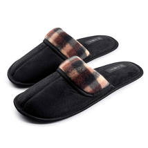 Men&#39;s Suede Scuff Classic Style House Slipper Size Medium - Black - $40.37