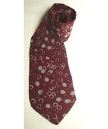 vintage GIORGIO ARMANI Silk Tie Maroon Gray Retro Geometric Pattern Necktie - $36.48 CAD