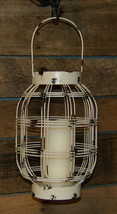 Large Metal Candle Lantern Rustic Cream Candle Lantern Holder Stand Display New - £22.00 GBP