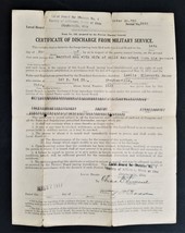 1917 Antique Wwi Military Discharge Cert Steubenville Oh Leslie Ellsworth Bauer - £52.91 GBP