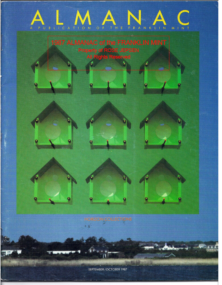 1987 Franklin Mint Almanac on Collectibles, Graham Nash, Barbies, Birdhouses - $39.99