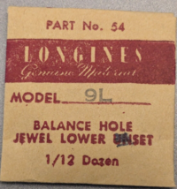 NOS NEW Longines Cal. 9L  Balance Hole Jewel - Part# 54 - Sealed - £19.22 GBP