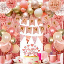 Rose Gold Birthday Party Decorations, Birthday Decorations for Women Girls, Birt - £20.43 GBP