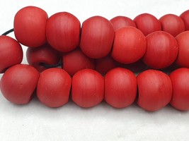 DARK Blood Red Round Beautiful Glass Beads Long Strand Necklace - £46.35 GBP