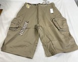 Mens 34&quot; Geo Graphic Regular Fit Tan Khaki Cargo Shorts Y2K Flat Front NEW - $19.75