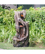 Rustic Tree Trunk Waterfall Fountain, 17.5x15.5x39.5&quot; - $412.99