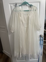 Vintage Shadowline Nightgown Matching Robe Tricot Lingerie Nightie Peign... - $71.05