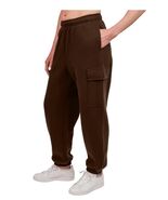 Tuff Womens Sweatpants Brown Jogger Cargo Fleece Pockets Active Heavyweight - $789.78 MXN
