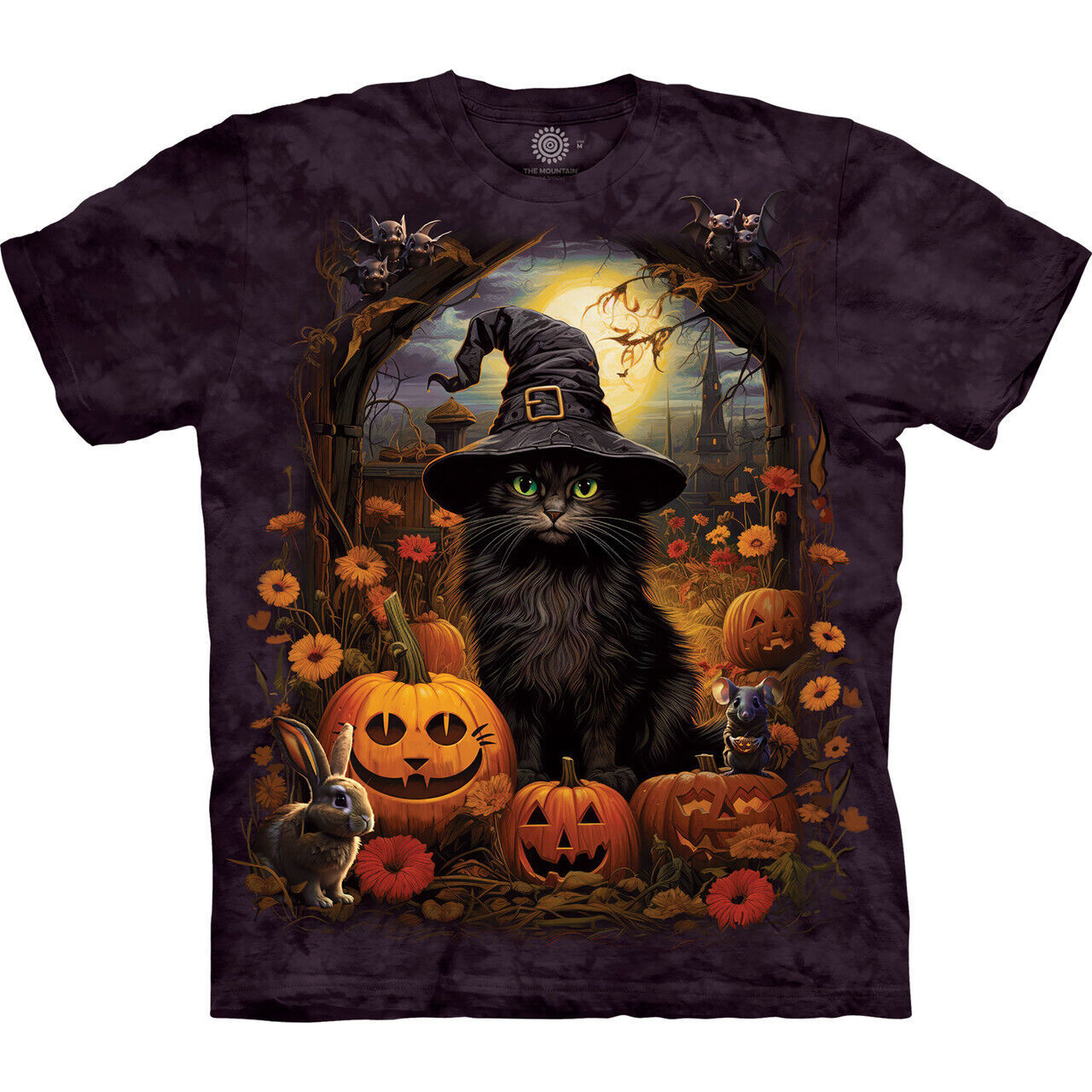 Cat Witch Unisex Adult T-Shirt by The Mountain 100% Cotton Black - $26.73+