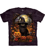 Cat Witch Unisex Adult T-Shirt by The Mountain 100% Cotton Black - $36.66 CAD+