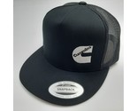 Flat Bill Embroidered Baseball Hat Black Trucker Mesh Snapback cap - £15.79 GBP