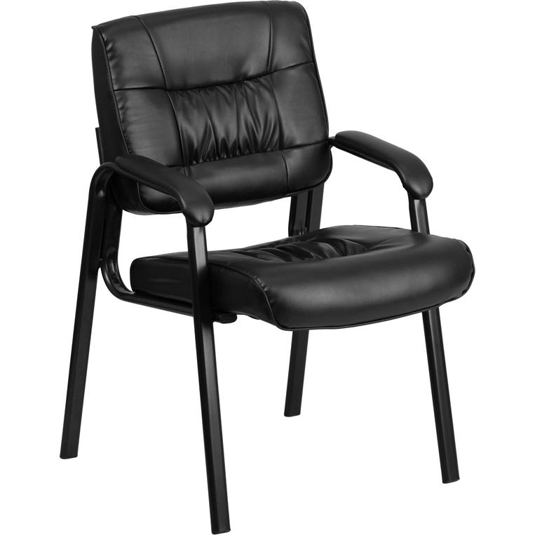 Black LeatherSoft Executive Side Reception Chair with Black Metal