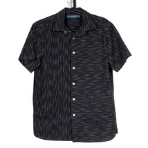 Perry Ellis Button Up Shirt S Mens Black White Short Sleeve Camp 100% Co... - £13.80 GBP