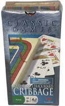 Cardinal Solid Wood 3-Track Cribbage Set Folding Board w/ Cards &amp; Pegs NEW - £9.03 GBP